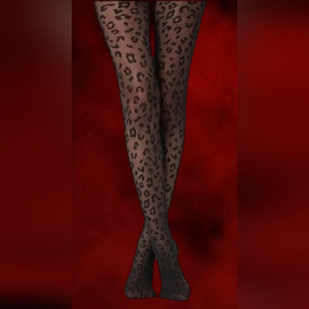 Black Cheetah Panty Hose Stockings One Size
